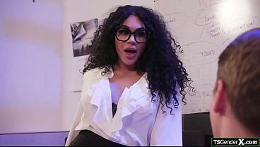 Big tits tgirl anal fucked in the office