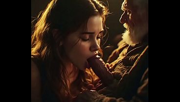 Old grandpa sucked by Cute teen her mouth skills so good he almost can’t hold his cum Real blowjob voice over ( AI generated) Moaning sounds of real pleasure lile Oldje