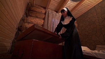 A nun hides a man with a big dick in a trunk and fucks him whenever she wants