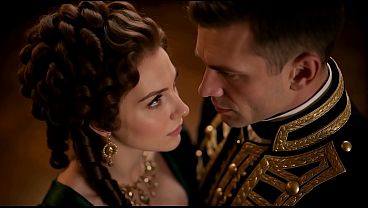 AI-generated. The Russian empress is seduced by a stern German officer