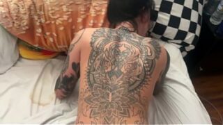 Big titty tattooed goth bimbo Sabrina Valentine fucked hard POV by Dallas Casper’s massive cock