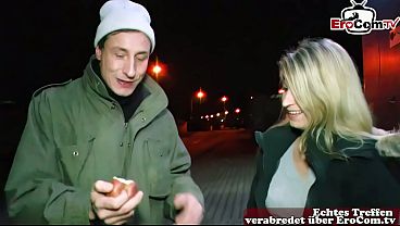 Dünne deutsche Blonde Teen von der Straße zum Sex überredet