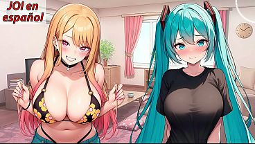 ¡El JOI definitivo en español! ¡Marin y Miku te pajean por turnos!