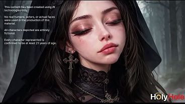 I was fucking a lustful nun in the gloomy woods. Her moans were echoing through the entire forest![AI]