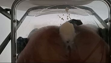 POV: Dirty Talk Fat Ass Femboy Raven Facesitting and Anal Creampie after Riding Dildo through Transparent Chair