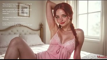 A redheaded beauty gave a blowjob in her room [AI]