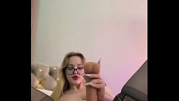 Blonde In Glasses & Stockings – Intense Solo Play With Toy