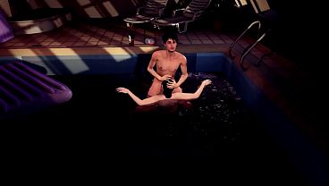 Stepson Using Esmeralda’s Throat in an Draining Pool